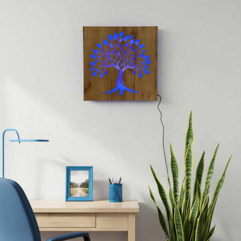Obraz świetlny LED drzewo życia - drewniana dekoracja z podświetleniem LED RGB,
