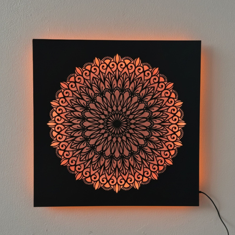 Obraz drewniany LED Mandala – mandala podświetlana