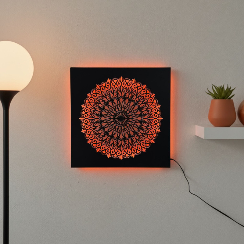 Obraz drewniany LED Mandala – obraz świetlny | SENTOP