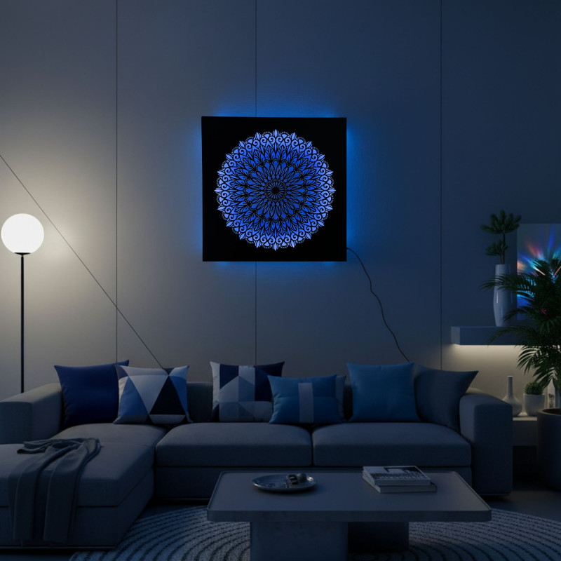 Drewniany obraz Mandala – malowanie światłem | SENTOP