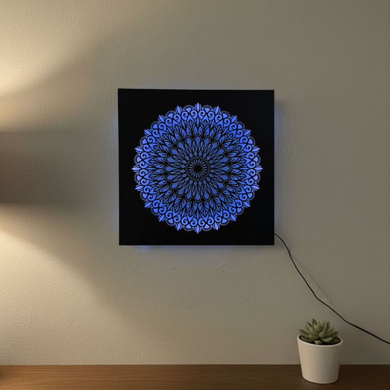 Obraz drewniany LED Mandala – obraz świetlny | SENTOP