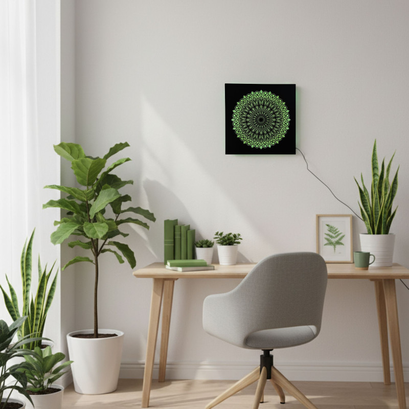 Obraz drewniany LED Mandala – obraz świetlny | SENTOP