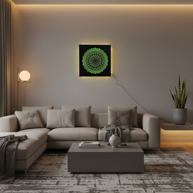 Obraz drewniany LED Mandala – obraz świetlny | SENTOP