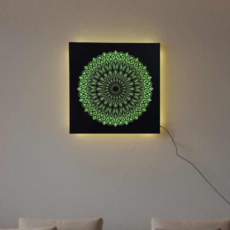 Drewniany obraz LED Mandala – podświetlana...