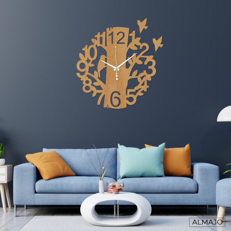 Drewniany zegar z ptakami - HELFERN