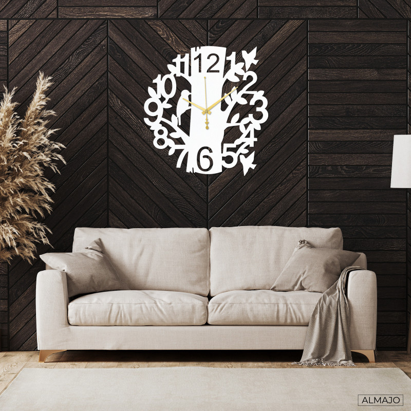 Drewniany zegar z ptakami - HELFERN