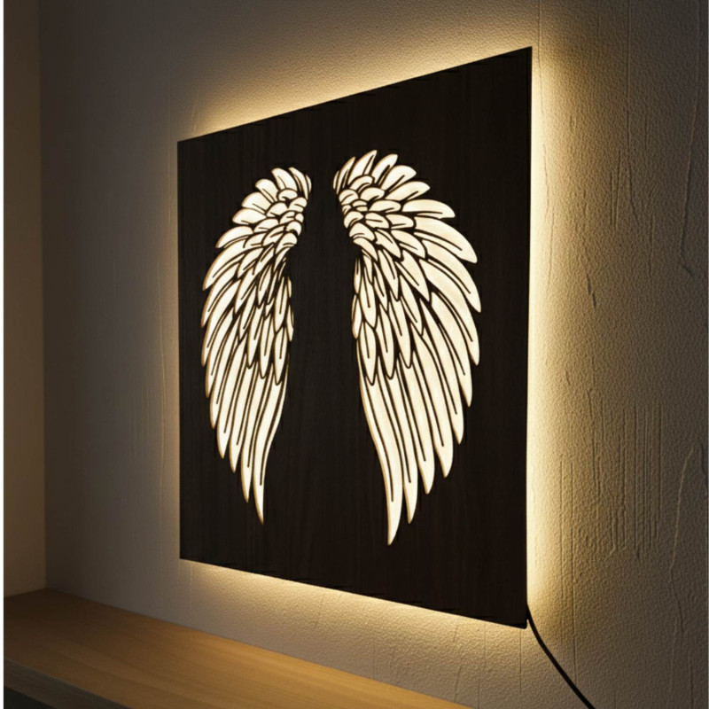 Obrazek drewniany LED - mandala Kwiat Życia z nowoczesnym oświetleniem RGB