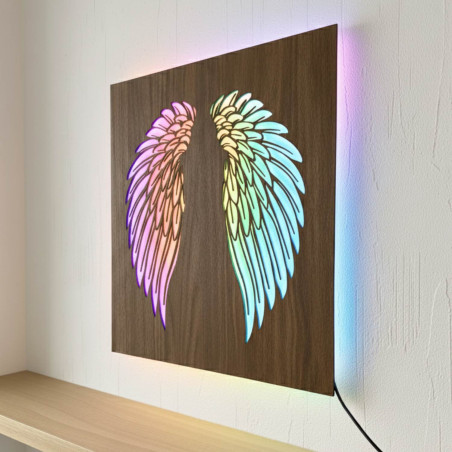Obrazek drewniany LED - mandala Kwiat Życia z nowoczesnym oświetleniem RGB