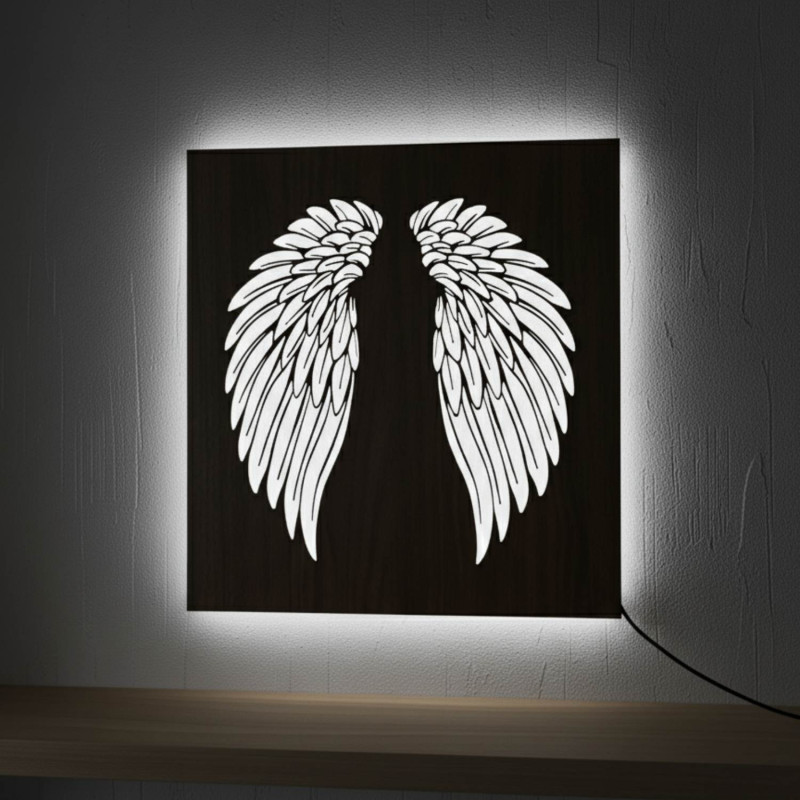 Obrazek drewniany LED - mandala Kwiat Życia z nowoczesnym oświetleniem RGB