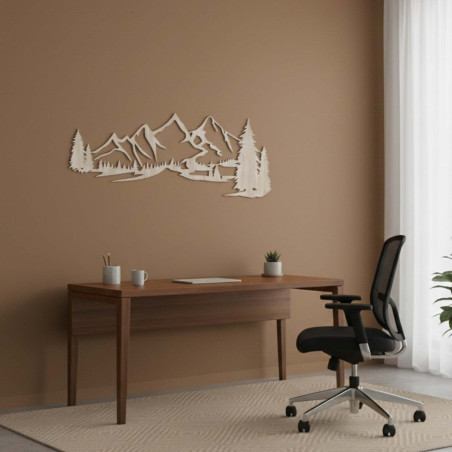 Drewniana dekoracja dąb sonoma, Nowoczesny obraz na drewnie Góry i las do dekoracji salonu