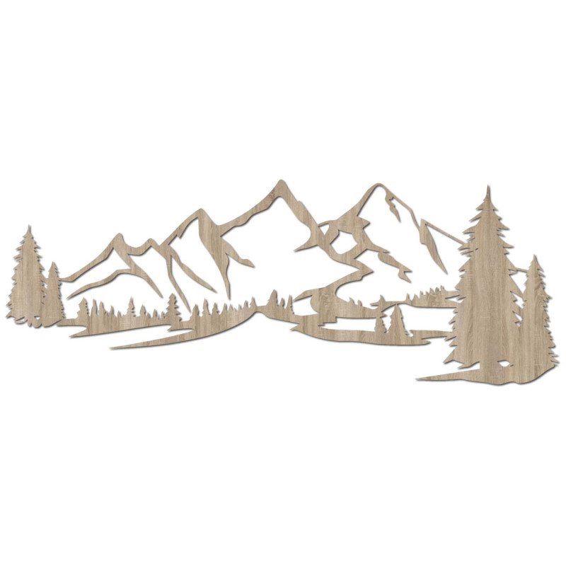 Drewniana dekoracja dąb sonoma, Nowoczesny obraz na drewnie Góry i las do dekoracji salonu