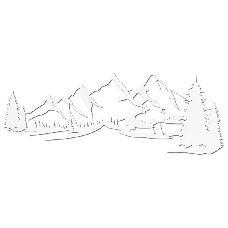 Drewniana dekoracja biała, Nowoczesny obraz na drewnie Góry i las do dekoracji salonu