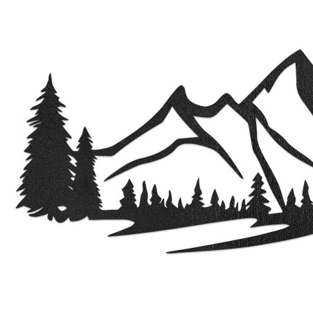 Drewniana dekoracja czarna, Nowoczesny obraz na drewnie Góry i las do dekoracji salonu
