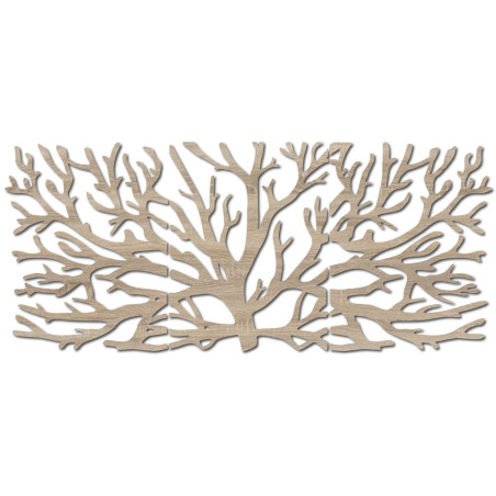 Nowoczesny, trzyczęściowy obraz na drewnie z motywem drzewa i Kwiatu Życia