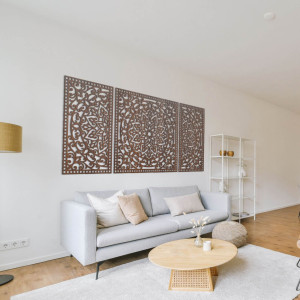 Trzyczęściowa drewniana mandala – nowoczesna dekoracja każdego wnętrza 2