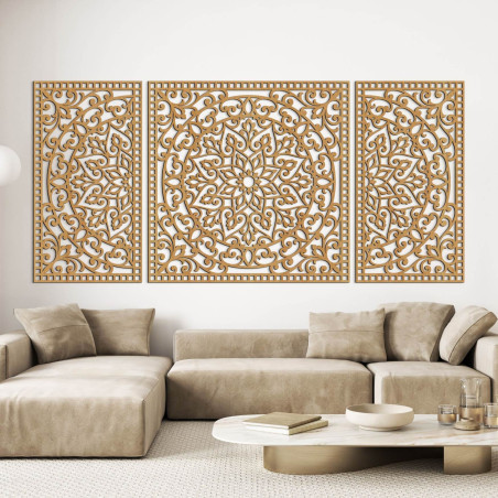 Drewniana mandala z drobnymi detalami dla równowagi i pozytywnej energii