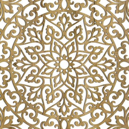 Drewniana mandala z drobnymi detalami dla równowagi i pozytywnej energii