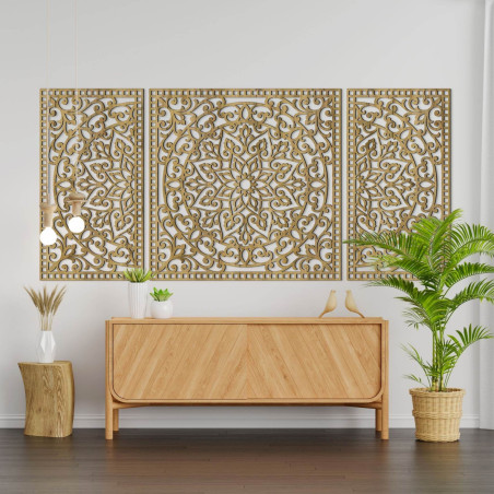 Drewniana mandala z drobnymi detalami dla równowagi i pozytywnej energii