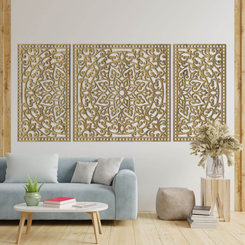 Drewniana mandala z drobnymi detalami dla równowagi i pozytywnej energii