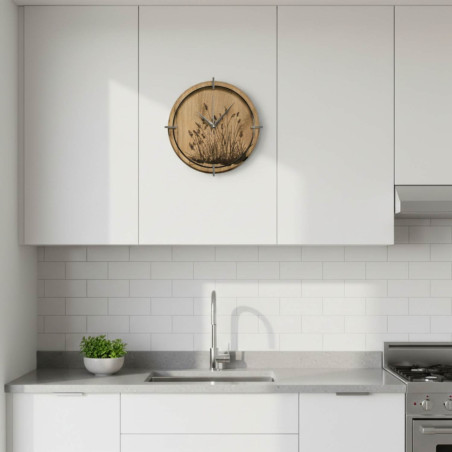 Okrągły zegar drewniany z naturalnym wzorem