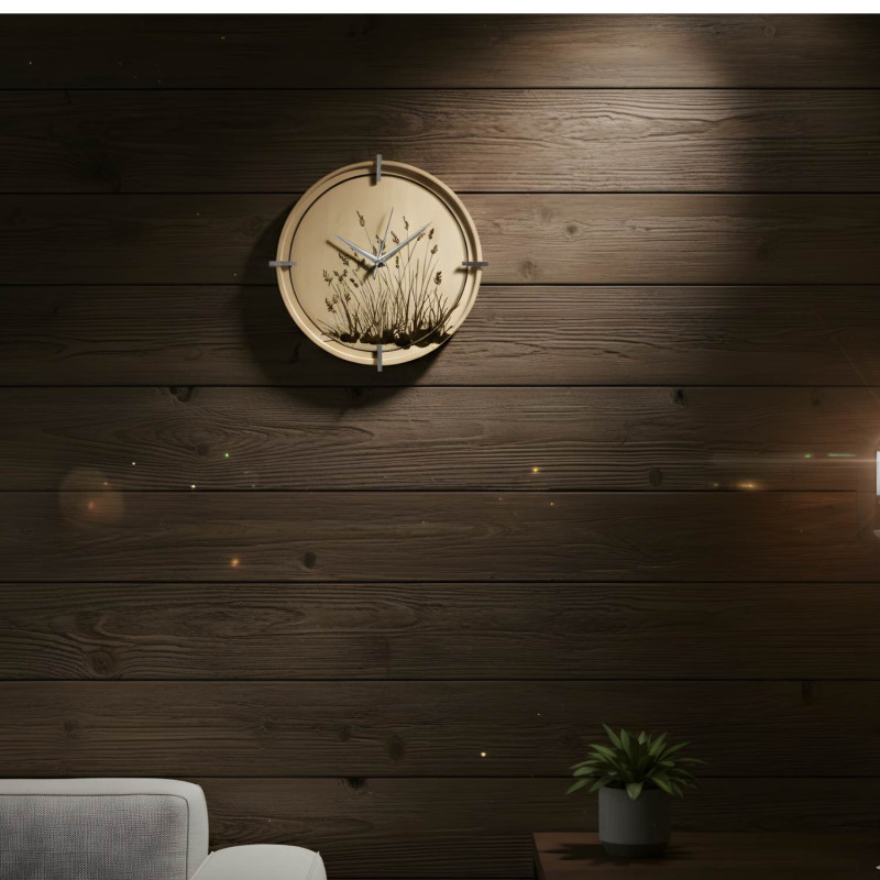 Elegancki zegar z motywem trawy do Twojego domu
