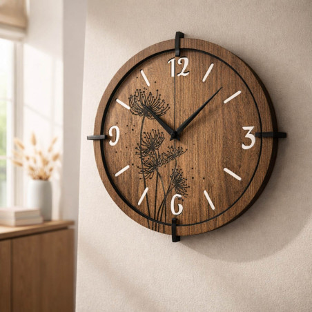 Designerski zegar z cichym mechanizmem kwarcowym i srebrnymi wskazówkami