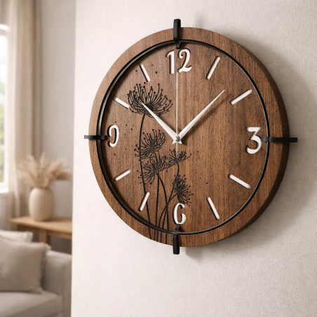 Designerski zegar z cichym mechanizmem kwarcowym i srebrnymi wskazówkami