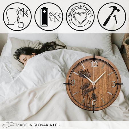 Designerski zegar z cichym mechanizmem kwarcowym i srebrnymi wskazówkami