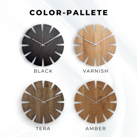 Drewniany zegar ścienny - elegancki design do salonu - KUGUMA