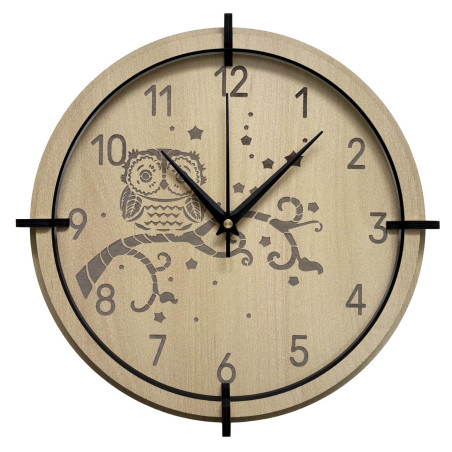 Zegar dziecięcy w kształcie sowy z klonu - cichy, wesoły, idealny do pokoju dziecięcego.