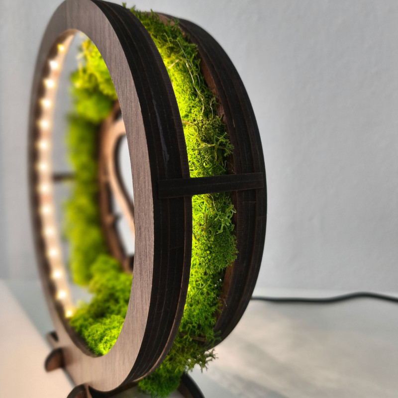 Lampa LED z mchem, sercem i krzyżem | Orzech Wenge