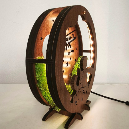 Dekoracja LED Mały Książę z samolotem | Orzech Wenge