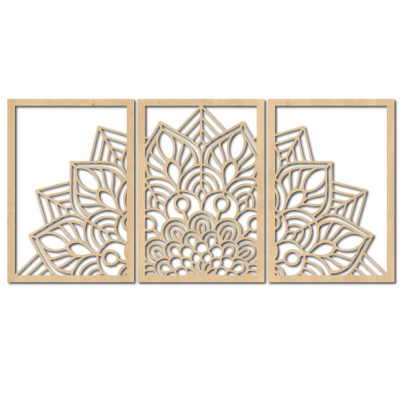 Nowoczesny czarny zegar z mandalą i drewnem: stylowa harmonia dla Twojego domu.