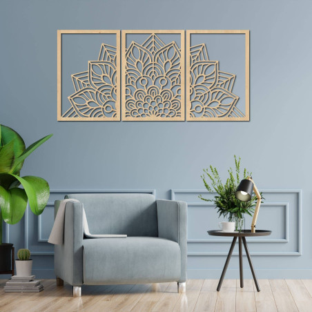 Nowoczesny czarny zegar z mandalą i drewnem: stylowa harmonia dla Twojego domu.