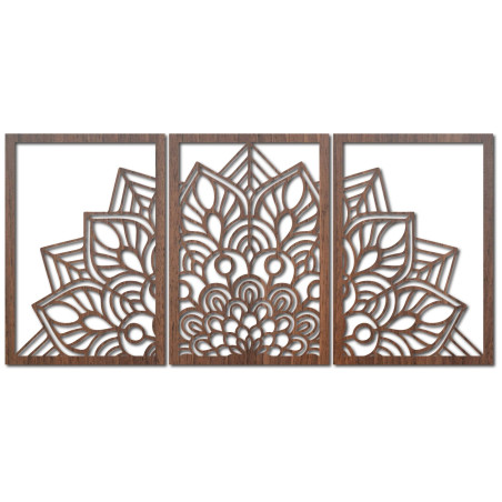 Nowoczesny czarny zegar z mandalą i drewnem: stylowa harmonia dla Twojego domu.