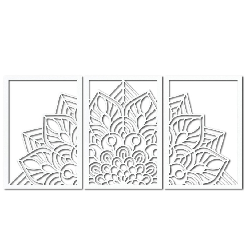 Ożyw swoje ściany trzyczęściową mandalą i zegarem z płyty HDF. Elegancja w każdym calu.