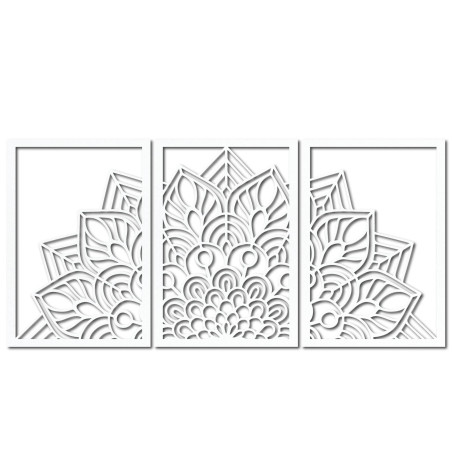 Ożyw swoje ściany trzyczęściową mandalą i zegarem z płyty HDF. Elegancja w każdym calu.