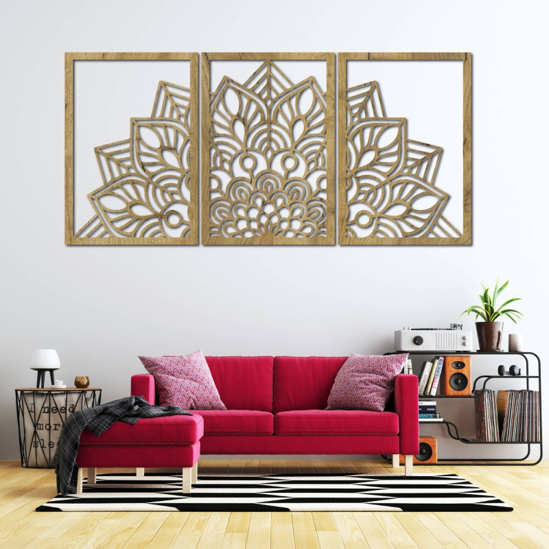 Harmonijna czarna mandala i drewniany zegar. Idealny dodatek do każdego wnętrza.