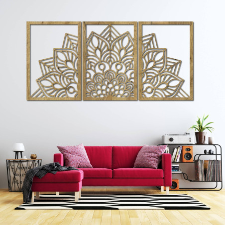 Harmonijna czarna mandala i drewniany zegar. Idealny dodatek do każdego wnętrza.