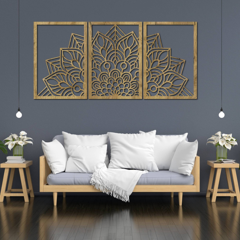 Harmonijna czarna mandala i drewniany zegar. Idealny dodatek do każdego wnętrza.