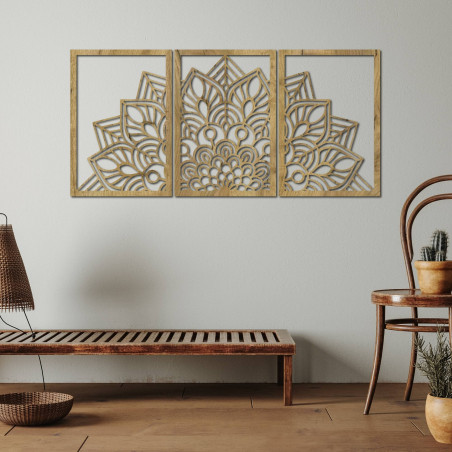 Harmonijna czarna mandala i drewniany zegar. Idealny dodatek do każdego wnętrza.