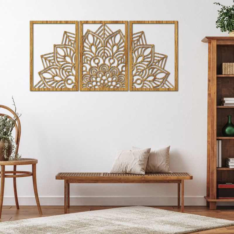 Harmonijna czarna mandala i drewniany zegar. Idealny dodatek do każdego wnętrza.