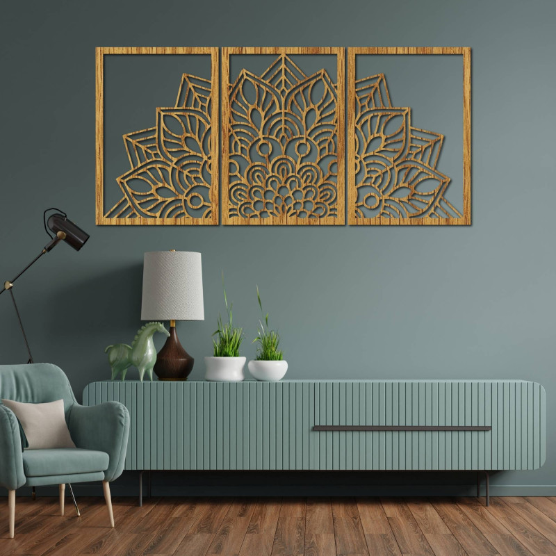 Harmonijna czarna mandala i drewniany zegar. Idealny dodatek do każdego wnętrza.