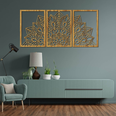 Harmonijna czarna mandala i drewniany zegar. Idealny dodatek do każdego wnętrza.