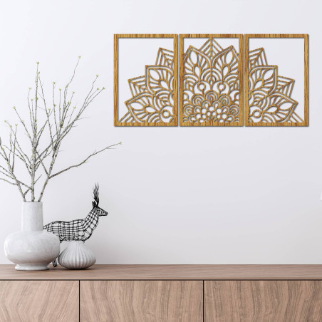 Harmonijna czarna mandala i drewniany zegar. Idealny dodatek do każdego wnętrza.