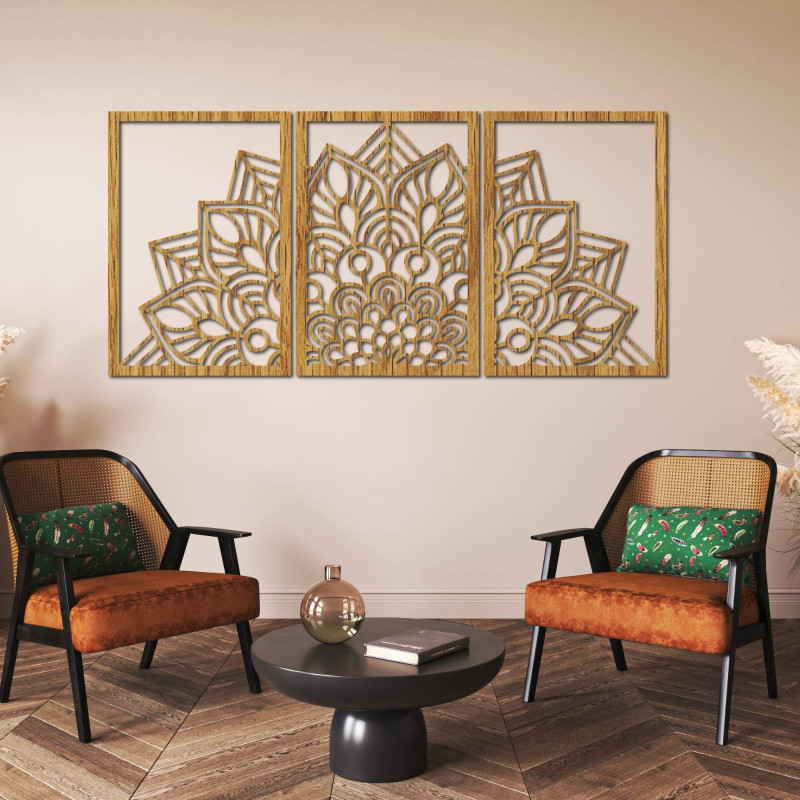 Harmonijna czarna mandala i drewniany zegar. Idealny dodatek do każdego wnętrza.