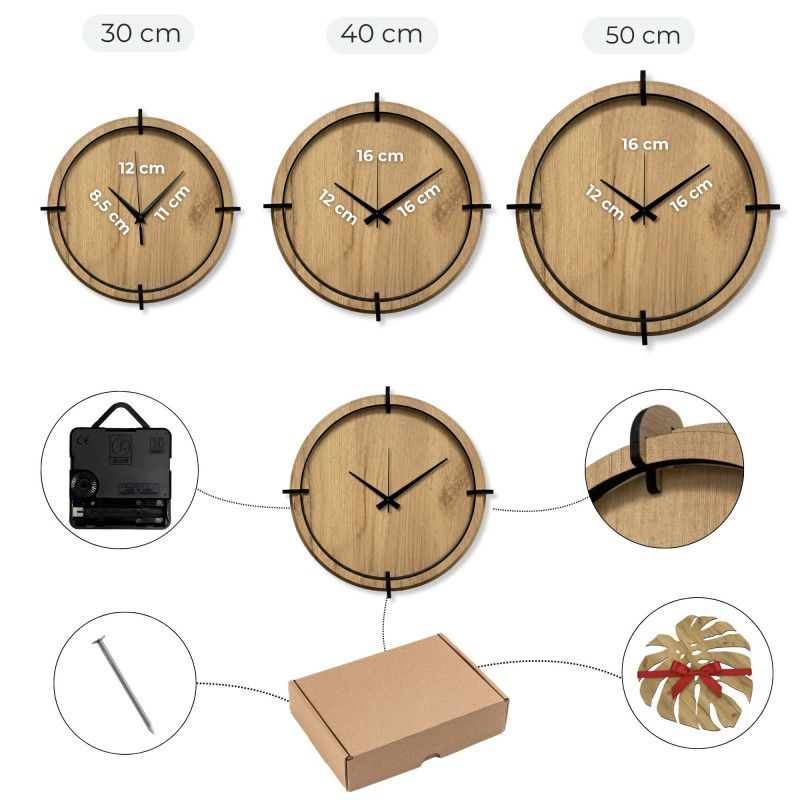 Elegancki zegar z motywem drzew i wijącej się rzeki