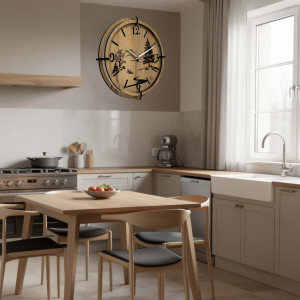 Nowoczesny zegar ścienny z motywem lasu i górskiego krajobrazu 2