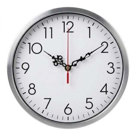 Stylowe, czarne aluminiowe wskazówki z czerwoną wskazówką sekundową pasujące do nowoczesnego wnętrza.