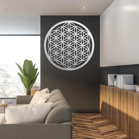 Drewniana dekoracja ścienna Kwiat Życia, mandala świętej geometrii | FOGO
